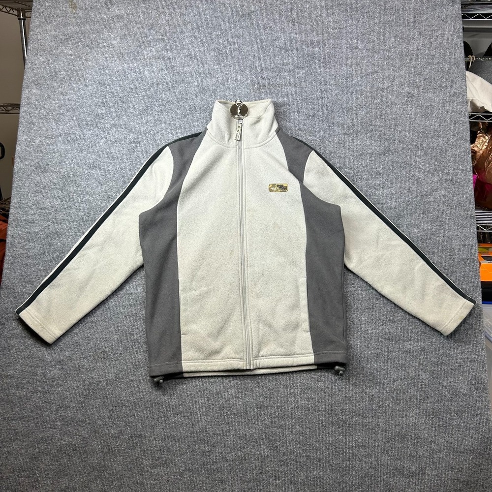 Vintage Jeanswest Dept 72 Fleece Track Jacket Men's White Gray Full Zip Y2K‎